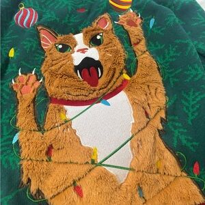 Festive Cat Sweater with Christmas Lights
